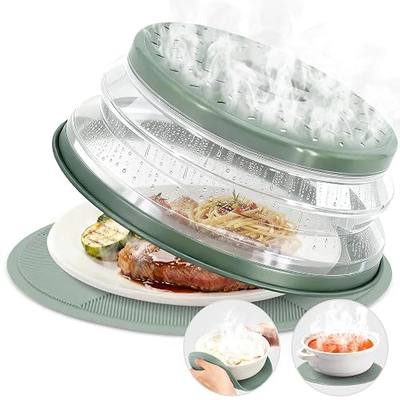 2 in 1 Microwave Splatter Cover Food, Microwave Silicone Mat Place Holders for Multi-use, Silicone Trivet, Pot Holders, Drying, Baking, Utensils Rest for Kitchen Counter Mat