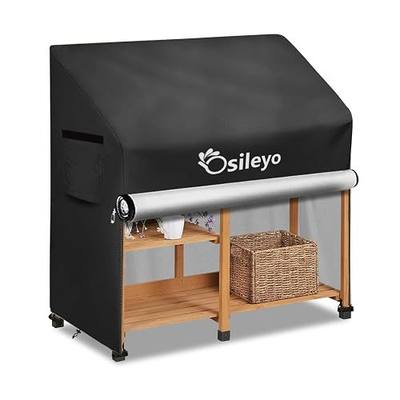 Outdoor Garden Potting Bench Table Cover with Split Zipper,600D Tough Canvas Waterproof Anti-UV All Season Weather Complete Protection Cover.(47" x 20" x 47"),Black