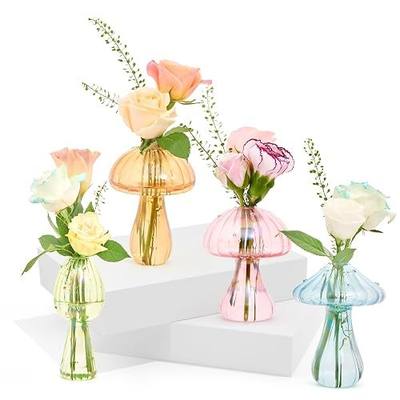 XXXFLOWER Glass Mushroom Vase Propagation Planter Window Plant | Crystal Hydroponic Mushroom Jars for Plant Cuttings Unique Glass Bud Flower Vase Indoor for Home Office Garden Decor