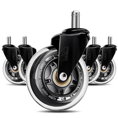Office ChairWheels - Replace Smooth and Durable Rubber Universal Wheels Heavy Duty Wheels - Suitable for Hardwood Flooring and Carpet -5-Piece Set