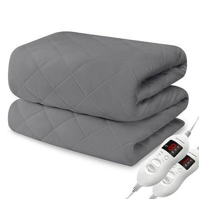 Heated Mattress Pad King Size, Electric Mattress Pad Cover w/Dual Control 8 Heating Settings, Bed Warmer w/ 4 Auto Shut Off Settings, UL Certified, Deep Pocket, Machine Washable, Dark Grey
