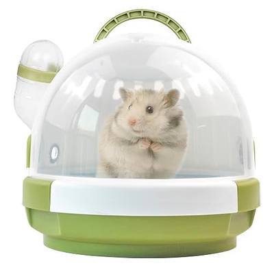 Hamster Carrier Cage with Water Bottle,Portable Dwarf Hamster Travel Carrier Plastic Guinea Pig Carrier Small Animal Breathable Outdoor Cage for Hamsters Chinchillas Hedgehog (Green)