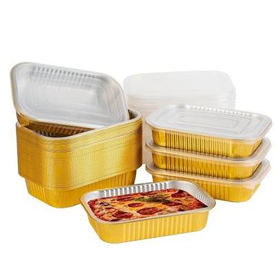 40 Pack 8.7"×6" Aluminum Foil Pans with Lids Heavy Duty 2.25 LB Capacity Foil Food Containers with Lid, Disposable Tin Foil Pans with Lids for Baking, Meal Prep, Freezer, Heating and Takeout