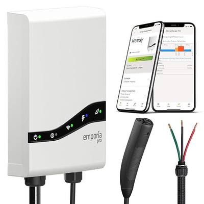 EMPORIA Pro Level 2 EV Charger with PowerSmart, Compatible with Tesla/NACS Vehicles - 48 amp Fast EV Charger for Home - 240v Electric Vehicle Charging Station - 25' Charging Cable