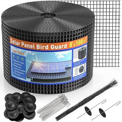 Solar Panel Bird Guard 8 Inch x 100 Ft for Pigeon Squirrel | PVC Coated Welded Wire Mesh Critter Guard for Solar Panels with Fasteners, Solar Screen for Pigeon Netting Bird Proof