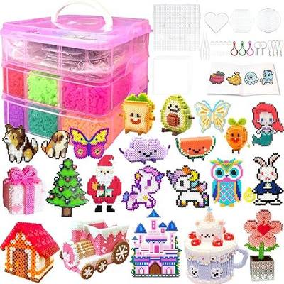 11000 Fuse Beads Kit - 20 Colors 5mm Bead Craft Set with Storage Box, Pegboard, Ironing Paper and Accessories, Arts and Crafts Kits for Kids Age 5+ Christmas Birthday DIY Craft Gift for Girls & Boys