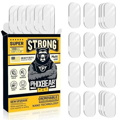 PHIXBEAR Extra Large Mounting Putty No Residue, Strong Double Sided Glue Adhesive Dots Clear Museum Sticky Tack, Picture Hanging Strips Fixed Posters Decor Craft, 0.6 x 1.38 in (180 Pcs)