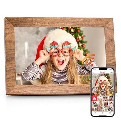 Frameo 10.1" Digital Picture Frame with 32GB Memory WiFi Electronic Photo Frame Wood 1280 x 800 IPS Touch Screen Auto-Rotate Slideshow Wall Mountable Share Photos/Video Remotely Anywhere