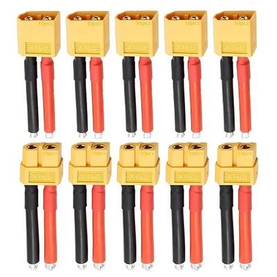XT60 Connector Plug Cable - 10PCS Female and Male with 12AWG Silicon Wire Cables for RC Lipo Battery Connectors Drone Car Boat 40mm (5 Female and 5 Male)