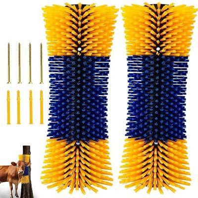 Livestock Scratch Brushes With 4 Screws for Grooming, Relieve Itching on the Back for Horses,Cow,Goat,Cattle,Sheep,Pigs,Donkeys,Deer And Other Livestock Animal Back Scratching (2 pack,Yellow)