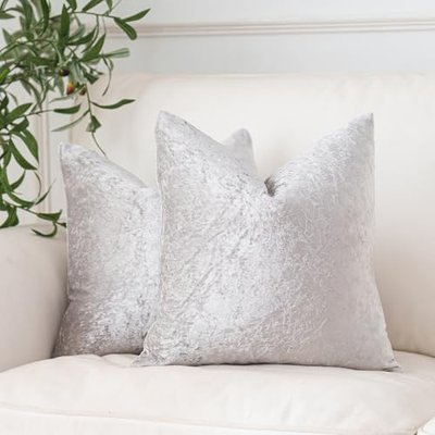 NiNi ALL Silvergrey Velvet Throw Pillow Covers 18x18 Set of 2 Sofa Decor