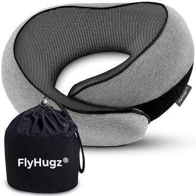 FlyHugz® Neck Travel Pillow Memory Foam Neck Pillow for Comfort on Airplane Compact and Ergonomic Design for Travel, Car Rides, and Home Use Ideal for Adults and Kids.
