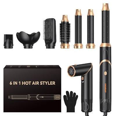 6 in 1 Hair Dryer Brush, Foldable Blow Dryer Brush with Air Styler Curler Wrap, Detachable Hot Air Brush Dry,Volumize, Straight,Curl, Negative Ion Brush Blow Dryer with Diffuser, Hair Styler Tools