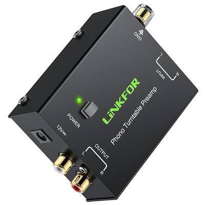 LiNKFOR Phono Turntable Preamp,PP900 Ultra-Compact Phono Preamplifier Mini Electronic Audio Stereo with RCA Input, RCA Output & Low Noise Operation, Power Adapter Included