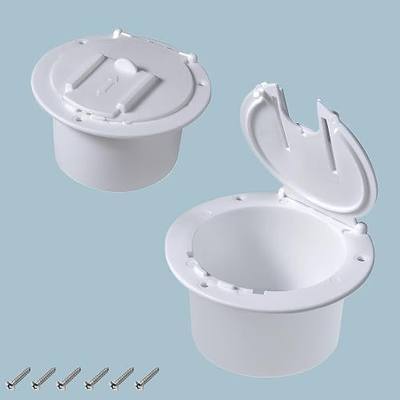 2Pcs Round Electric Cable Hatch RV Electric Cord – RV Camper Electrical Cord Cover Compatible Travel Tent Trailer Motorhome (White)
