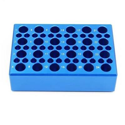 1 Pcs Aluminum Cooler Cooling Block PCR Test Tube Rack 10.5/6mm Diameter | 10.5mm 24-well for 1.5/2mL Microcentrifuge Tubes; 6mm 36-well for 0.2mL PCR tubes; Enzyme, RNA, Reagent Cold Handling (Blue)