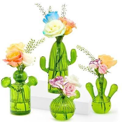 XXXFLOWER Cactus Plant Propagation Station 4 Cactus Vase Terrarium Jars | Desk Plant Cuttings Plant Holders Unique Glass Flower Vase for Hydroponics Plants for Plant Lovers Home Garden Decor