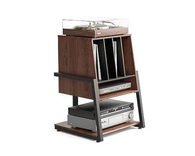 FITUEYES Record Player Stand with Vinyl Record Storage, Turntable Stand with Station up to 120 pcs, Small Entertainment Center for Living Room, Eiffel Series