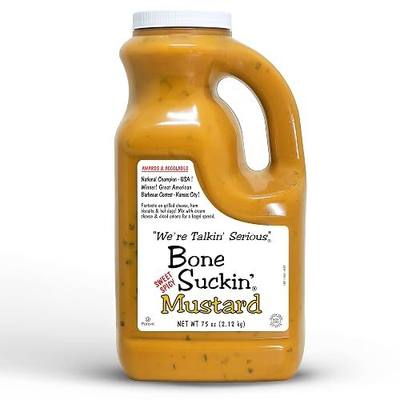 Bone Suckin' Sweet Spicy Mustard, National Champion (75 oz)- Made in the USA, Non-GMO, Gluten-Free, Kosher and has No High Fructose Corn Syrup.