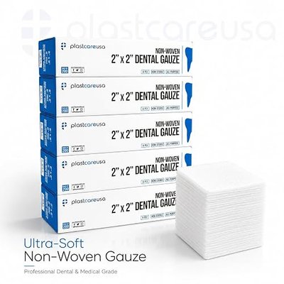 200 Gauze Pads 2x2 - Soft 4-Ply Non Woven Gauze Sponges - Non Sterile Dental Gauze & Esthetic Wipes - All Purpose Medical Gauze Squares for First Aid, Surgical, Wound Dressing