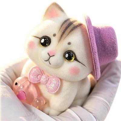 Handmade Taba Squishy Cat Toy, Cute Squishy Stress Relief Fidget Kitten Toy | CUTE SQUEEZE Soft Non-toxic Silicone Butter Cheese Dumpling Squishy, Fuzzy Animal Sensory Toys for Kids Adults, White Tabby