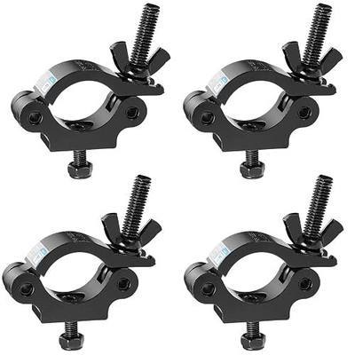 MFL. Heavy Duty Truss Clamp, 660 lb Aluminum Alloy DJ Light Clamps, Fits 1.5-2.0 Inch Truss for Stage Lighting Projector Par Lights, TUV Certificated ID: 50393001, Black, Pack of 4