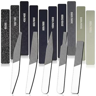 Honoson 25 Pack Hobby Model Polishing Hand Files Tool Set 5 Pcs Glass Polishing Files and 20 Pcs Sanding Sticks Metal and Wood Sanding Tool for Model Craft(Low Grits Rating,Classic Style)