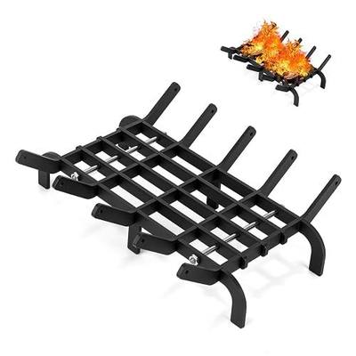 Fireplace Grates, 16 Inch Fireplace Grate Heavy Duty High Carbon Steel Fireplace Log Grate for Indoor Outdoor Firewood Stove Log Holder Rack Wood Burning Fireplace Accessories
