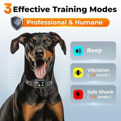 AI Dog Shock Collar 2 Dogs (10-120Lbs) - 3300FT Dog Training Collar with Remote, IPX7 Waterproof Collar with Beep, Vibration, Safe Shock for Large Medium Small Dogs, Keypad Lock and Flashing Light