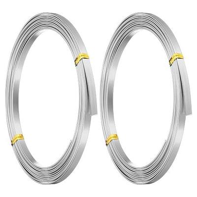 PATIKIL 18 Gauge 5mm Wide Aluminum Flat Wire, 10Ft 2 Roll Bendable Flat Bezel Face Masks Soft Craft Wire for Resin Bezel Frame Wire Wrapping Craft Making, Silver