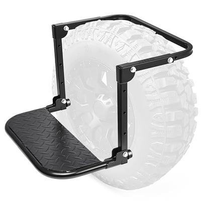 Auto Dynasty Folding Tire Step for Pickup Truck, SUV and RV | Adjustable Portable Mounted Wheel Step Fit Most Tire from 9" to 13", Rated up to 330 Lbs, Non-Slip Texture Surface