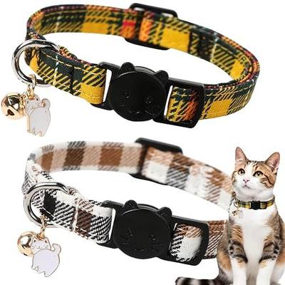 2 Pack Kitten Collar Breakaway with Bell & Pendant, Adjustable Safety Cat Cotton Collars for Girl Boy Cats and Small Pets