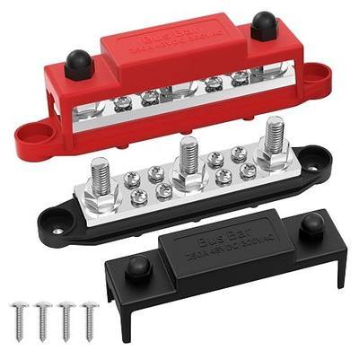 Joinfworld Bus Bar 250A 12V Power Distribution Block with 3 x 3/8"(M10) Studs Marine Bus Bar Terminal Block 12 Volt DC Battery Busbar with Cover - Negative&Positive