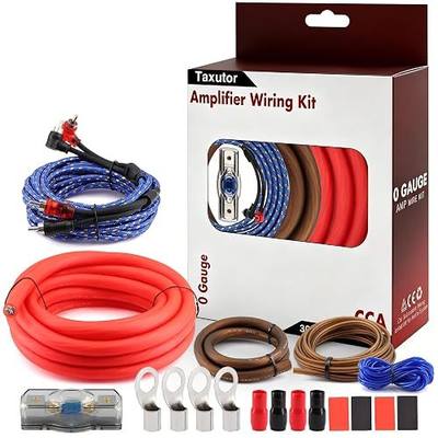 0 Gauge 3000W Amplifier Wiring Kit,Complete Car Amp Install Kit with 17ft CCA Power Cable,RCA Cable,Speaker Wire,100A Fuse Holder & OFC Ground Cable for Subwoofer Amp Wiring kit & Audio Systems