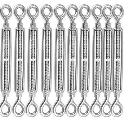 10 PCS M10 Eye & Eye Turnbuckle, 3/8 Inch 10mm Thick 304 Stainless Steel Turnbuckles Hardware for Tensioning Cable Wire Rope, Adjustable Length 9" - 14"