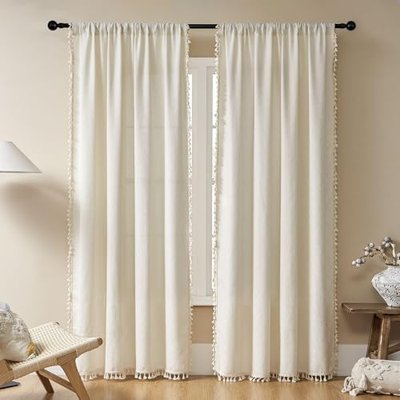 Joydeco Custom Boho Curtain Panel for Bedroom Living Room - Super Soft Light Filtering Country Rustic Semi Sheer Farmhouse Rod Pocket (Custom, Sage Green)