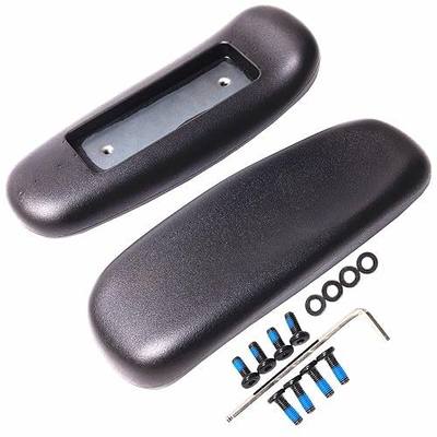 Office Chair Arm Replacement, PU Armrest Arm Pads Caps, Univeral 4" Mounting Hole, (Set of 2) Black with Screws Washer and Wrench