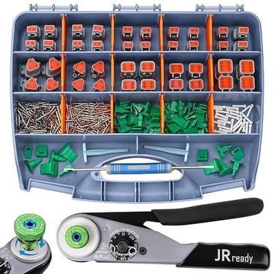 JRready DW5011 Deutsch Connector Kit - DT Connectors 2 3 4 6 Pin, Size 16# Solid Contacts16-20 AWG, Deutsch Crimp Tool & Pin Removal Tool. IP68 Waterproof Automotive Electrical Connectors