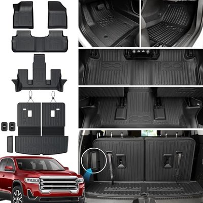 Cargo Mat with Backrest Mats for 2017-2023 GMC Acadia 6/7 Seats Accessories, All-Weather TPE Trunk Mat Cargo Liner Protector SL/SLE/SLT/AT4/DENALI