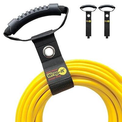 Easy-Carry Wrap-It Storage Straps - 17" (2-Pack) Black with Grommet | Extension Cord Organizer with a Handle for Cable and Hose Storage