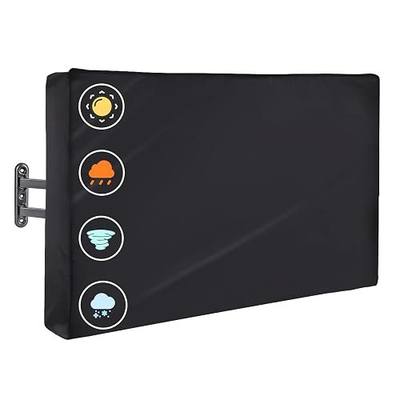 Outdoor TV Cover 55 inch Weatherproof, Waterproof Black TV Cover for Outside 52 to 55 inch Flat Screen Television, Heavy Duty Screen Protector with Bottom