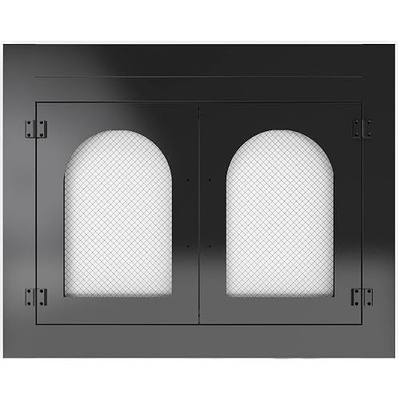 Fireplace Door, Fire Places Doors with Screen and Glass Decor Iron Mesh Guard and Magnetic Panels Fits Masonry for 28-36.5in W x 22.7-29.5in H - Free Replacement of Glass Available (Small)