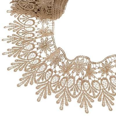 GXTIZAS Gold Lace Trim 3.2 Inch Wide Lace Ribbon for Sewing | scalloped embroidery for vintage weddings, costumes, pillows, curtains, gift décor and romantic DIY creations Crafts