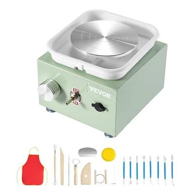 VEVOR Mini Pottery Wheel for Kids and Adults, 2 Turntables 2.6in/3.9in, 0-320RPM Speed Adjustable, Complete Pottery Kit With 18pcs Accessories Tools, Craft Christmas Gifts for Kids Teens Adults, Green