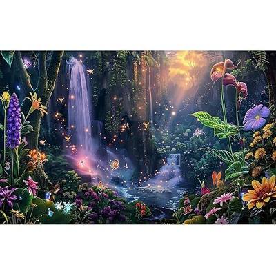 Fantasy Garden Aquarium Background Waterfall Tropical Forest Fish Tank Background Lush Moss Rainforest Flowers Reptile Tank Backgrounds Fantasy Sunray Butterfly Reptile Enclosure Backgrounds 48x24in