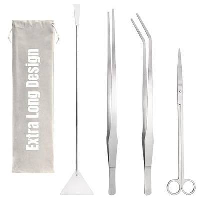 Hiceeden 4 Pcs 15 Inch Long Aquarium Aquascape Tools, Stainless Steel Aquascaping Tools Kit Include Aquarium Tweezer, Scissor, Spatula, Aquatic Plants Tool Set with Storage Pouch for Fish Tank