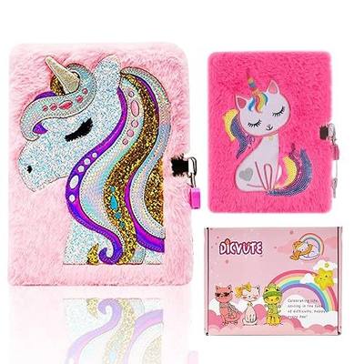 2PCS Unicorn & Cat Diary with Lock, Notebook Journal for Girls 6-8 | Privacy lock secret journal, adorable unicorn and cat design, perfect birthday present for kids