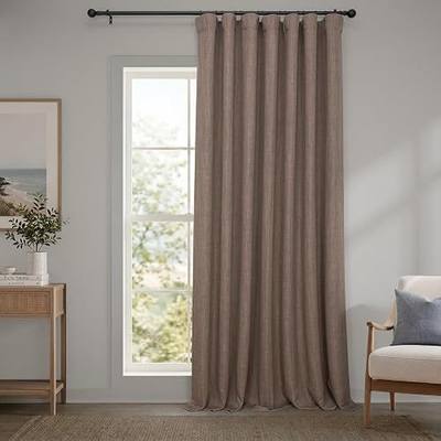 HPD Half Price Drapes - Faux Linen Curtains for Living Room (1 Panel) - 100W x 84L - Extra Wide Textured Room Darkening Curtains for Bedroom 84 Inches Long - Drapes for Home Decor, Dutch Cocoa