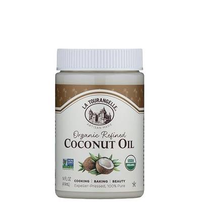 La Tourangelle Organic Refined Coconut Oil, Expeller-Pressed, 14 fl oz | Food Grade For Cooking, Baking, Hair, Teeth and Skin, Kosher, Gluten Free, Non-GMO