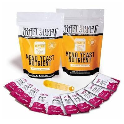 Craft A Brew - Mead Yeast Nutrient Bundle - Lalvin D47 Yeast - For Fermentation - Home Brewing Ingredients - Mead Making Supplies - Yields 10 Gallons